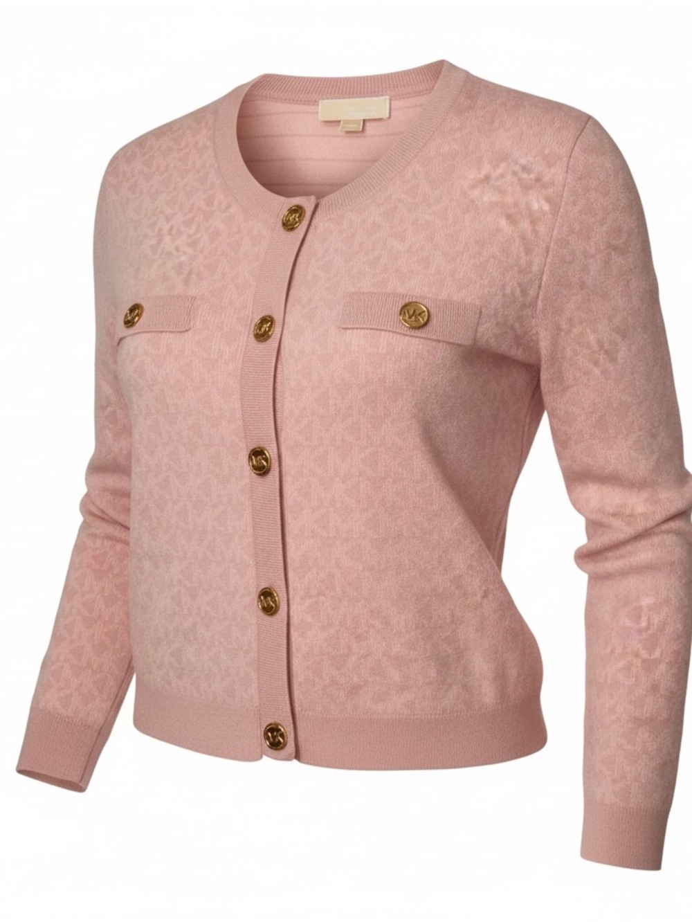Michael Kors Blush Pink Logo-Button Knit Cardigan